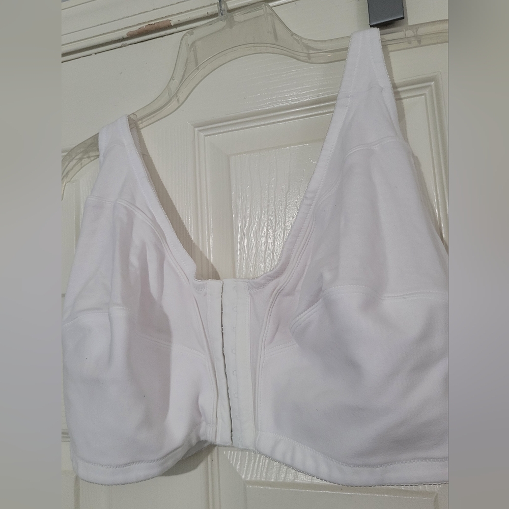 Comfort Choice Women White Bra 54C Unlined Hook&Eye Front Closure Cotton